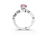 White gold Fancy Pink Cushion Cut Diamond Solitaire Ring with Twisted Band and Prong Setting_179