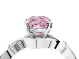 White gold Fancy Pink Cushion Cut Diamond Solitaire Ring with Twisted Band and Prong Setting_179