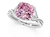 White gold Fancy Pink Cushion Cut Diamond Solitaire Twist Band Prong Setting Ring_108