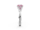 White gold Fancy Pink Cushion Cut Diamond Solitaire Twist Band Prong Setting Ring_109