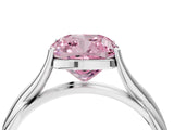White gold Fancy Pink Cushion Cut Diamond Solitaire Twist Band Prong Setting Ring_111