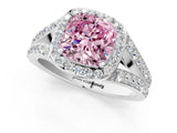 White gold Fancy Pink Cushion Cut Diamond Split Shank Halo Ring with Four-Prong Setting_101