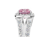 White gold Fancy Pink Cushion Cut Diamond Split Shank Halo Ring with Four-Prong Setting_105
