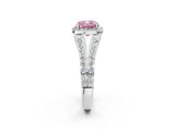 White gold Fancy Pink Cushion Cut Diamond Split Shank Halo Ring with Four-Prong Setting_114