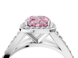 White gold Fancy Pink Cushion Cut Diamond Split Shank Halo Ring with Four-Prong Setting_120