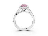 White gold Fancy Pink Cushion Cut Diamond Split Shank Halo Ring with Four-Prong Setting_92