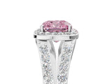 White gold Fancy Pink Cushion Cut Diamond Split Shank Halo Ring with Four-Prong Setting_94