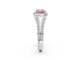 White gold Fancy Pink Cushion Cut Diamond Split Shank Halo Ring with Four-Prong Setting_97