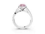 White gold Fancy Pink Cushion Cut Diamond Split Shank Halo Ring with Four-Prong Setting_98