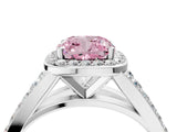 White gold Fancy Pink Cushion Cut Diamond Split Shank Halo Ring with Four-Prong Setting_99