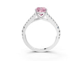 White gold Fancy Pink Cushion Cut Diamond Split Shank Pavé Engagement Ring with Four-Prong Setting_96