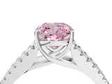White gold Fancy Pink Cushion Cut Diamond Split Shank Pavé Engagement Ring with Four-Prong Setting_97