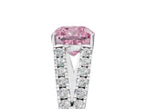 White gold Fancy Pink Cushion Cut Diamond Split Shank Pavé Engagement Ring with Four-Prong Setting_98