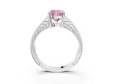 White gold Fancy Pink Cushion Cut Diamond Split Shank Ring with Pavé Band and Four-Prong Setting_60
