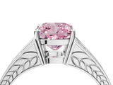 White gold Fancy Pink Cushion Cut Diamond Split Shank Ring with Pavé Band and Four-Prong Setting_61