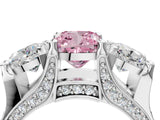 White gold Fancy Pink Cushion Cut Diamond Three-Stone Ring with Channel Set Band and Four-Prong Setting_67