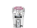 White gold Fancy Pink Cushion Cut Diamond Three-Stone Ring with Channel Set Band and Four-Prong Setting_69