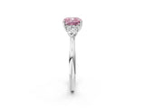 White gold Fancy Pink Cushion Cut Diamond Three-Stone Ring with Pear  Side Stones and Prong Setting_164