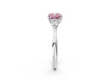 White gold Fancy Pink Cushion Cut Diamond Three-Stone Ring with Pear  Side Stones and Prong Setting_170