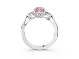 White gold Fancy Pink Cushion Cut Diamond Three-Stone Ring with Pear  Side Stones and Prong Setting_172