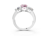 White gold Fancy Pink Cushion Cut Diamond Three-Stone Ring with Prong Setting and Classic Band_125