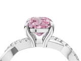White gold Fancy Pink Cushion  Cut Diamond Twist Band Solitaire with Prong Setting_63