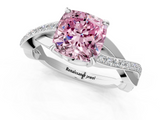 White gold Fancy Pink Cushion  Cut Diamond Twisted Band Engagement Ring with Prong Setting_4