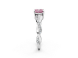 White gold Fancy Pink Cushion  Cut Diamond Twisted Band Engagement Ring with Prong Setting_5