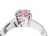 White gold Fancy Pink Cushion  Cut Diamond Twisted Band Engagement Ring with Prong Setting_7