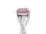 White gold Fancy Pink Cushion  Cut Diamond Twisted Band Engagement Ring with Prong Setting_8