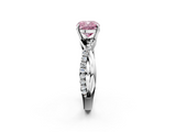 White gold Fancy Pink Cushion  Cut Diamond Twisted Band with Pavé Setting and Four-Prong Setting_22