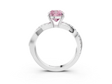 White gold Fancy Pink Cushion  Cut Diamond Twisted Band with Pavé Setting and Four-Prong Setting_23