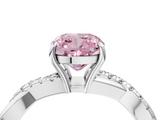 White gold Fancy Pink Cushion  Cut Diamond Twisted Band with Pavé Setting and Four-Prong Setting_24