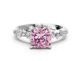 White gold Fancy Pink Cushion  Cut Diamond Vine Band with Four-Prong Setting_40