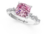 White gold Fancy Pink Cushion  Cut Diamond Vine Band with Four-Prong Setting_41