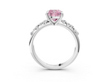 White gold Fancy Pink Cushion  Cut Diamond Vine Band with Four-Prong Setting_43