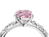 White gold Fancy Pink Cushion  Cut Diamond Vine Band with Four-Prong Setting_43