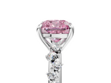 White gold Fancy Pink Cushion  Cut Diamond Vine Band with Four-Prong Setting_45