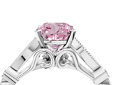 White gold Fancy Pink Cushion  Cut Diamond with Milgrain Marquise and Bezel Accents on a Solitaire Band with Prong Setting_231