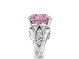White gold Fancy Pink Cushion  Cut Diamond with Milgrain Marquise and Bezel Accents on a Solitaire Band with Prong Setting_236