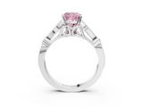 White gold Fancy Pink Cushion  Cut Diamond with Milgrain Marquise and Bezel Accents on a Solitaire Band with Prong Setting_241