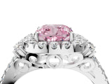 White gold Fancy Pink Cushion  Cut Double Halo Diamond Engagement Ring with Pave Band and Four-Prong Setting_71