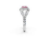 White gold Fancy Pink Cushion  Cut Double Halo Split Shank Diamond Ring with Prong Setting_69