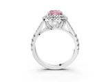 White gold Fancy Pink Cushion  Cut Double Halo Split Shank Diamond Ring with Prong Setting_76
