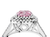 White gold Fancy Pink Cushion  Cut Double Halo Split Shank Diamond Ring with Prong Setting_77