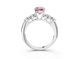 White gold Fancy Pink Cushion  Cut Five-Stone Prong Set Diamond Ring with Classic Band_54