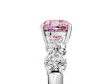 White gold Fancy Pink Cushion  Cut Five-Stone Prong Set Diamond Ring with Classic Band_56