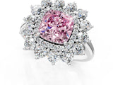 White gold Fancy Pink Cushion Cut Halo Cluster Diamond Ring with Pave Band and Four-Prong Setting_13