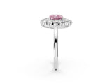 White gold Fancy Pink Cushion Cut Halo Cluster Diamond Ring with Pave Band and Four-Prong Setting_14