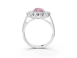 White gold Fancy Pink Cushion Cut Halo Cluster Diamond Ring with Pave Band and Four-Prong Setting_15